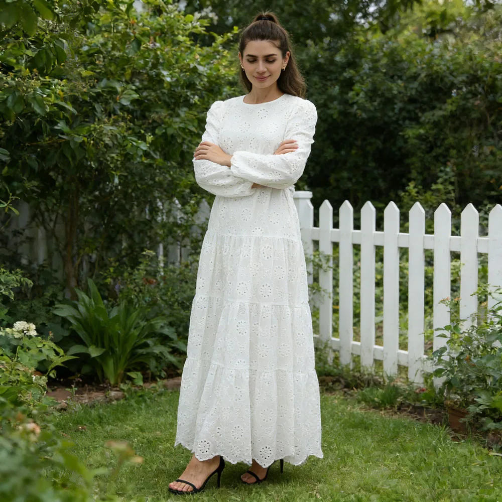 White Embroidery Abaya Dubai Kaftan Modest Women Belted Long Sleeve Muslim Dress Islam Evening Party Gown Arabic Robe Vestidos
White Embroidery Abaya Dubai Kaftan Modest Women Belted Long Sleeve Muslim Dress Islam Evening Party Gown Arabic Robe Vestidos