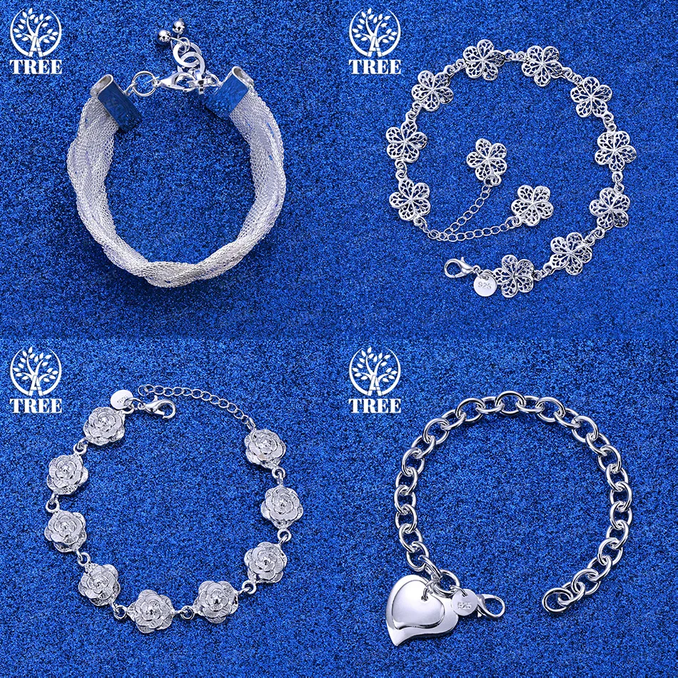 Noble Classic 925 Sterling Silver Flower Heart Braided Mesh Chain Bracelets Lady Christmas Party Fashion Jewelry Accessories
Noble Classic 925 Sterling Silver Flower Heart Braided Mesh Chain Bracelets Lady Christmas Party Fashion Jewelry Accessories