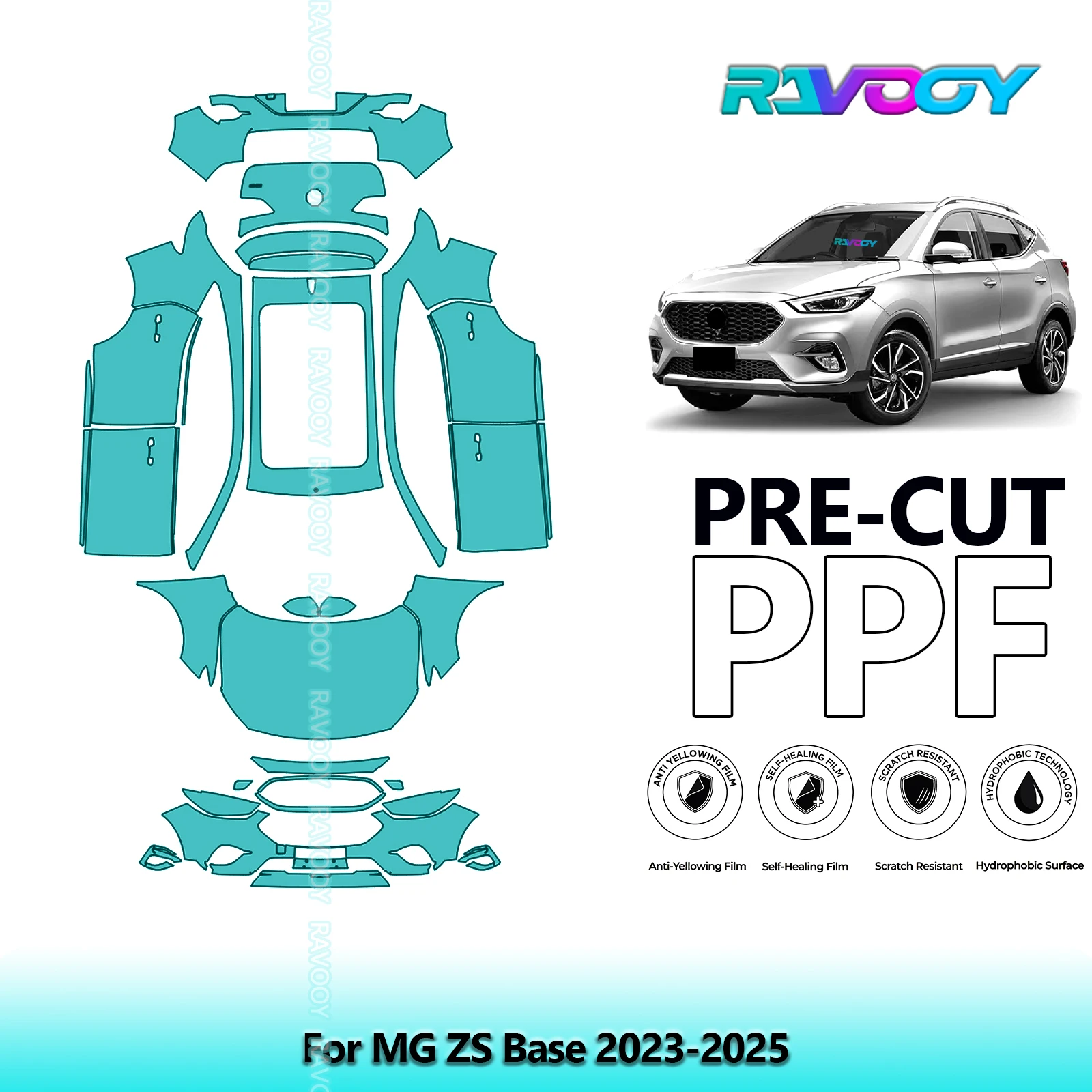Full Vehicle Clear Bra Precut PPF Paint Protection Film For MG ZS Base 2023-2025 
Full Vehicle Clear Bra Precut PPF Paint Protection Film For MG ZS Base 2023-2025