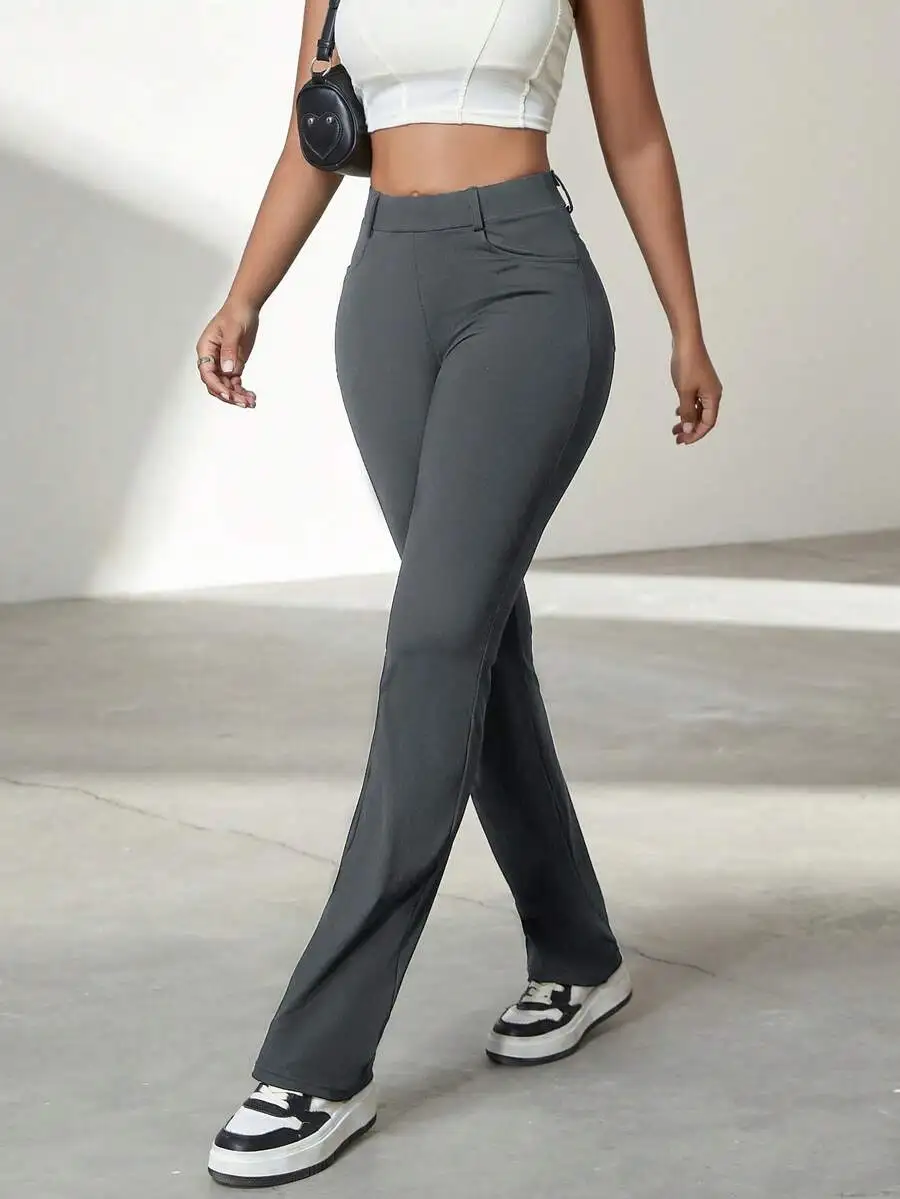 Женские брюки с высокой талией, прямого кроя, из эластичной ткани - для офиса и повседневной носки
Женские брюки с высокой талией, прямого кроя, из эластичной ткани - для офиса и повседневной носки