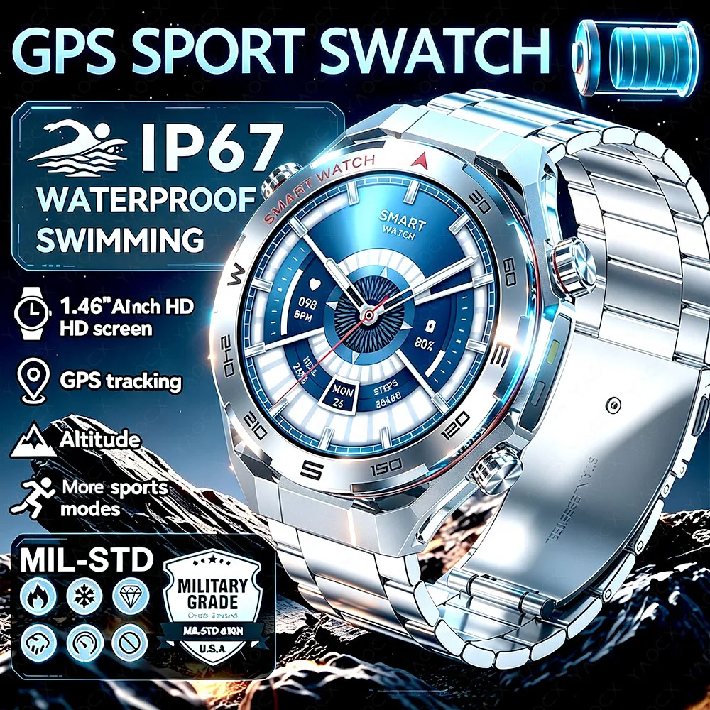 New Outdoor Smart Watch Multi-sport Mode Health Monitoring Bluetooth Call GPS1.46 HD Large Screen Long Battery Life Smart Watch
New Outdoor Smart Watch Multi-sport Mode Health Monitoring Bluetooth Call GPS1.46 HD Large Screen Long Battery Life Smart Watch