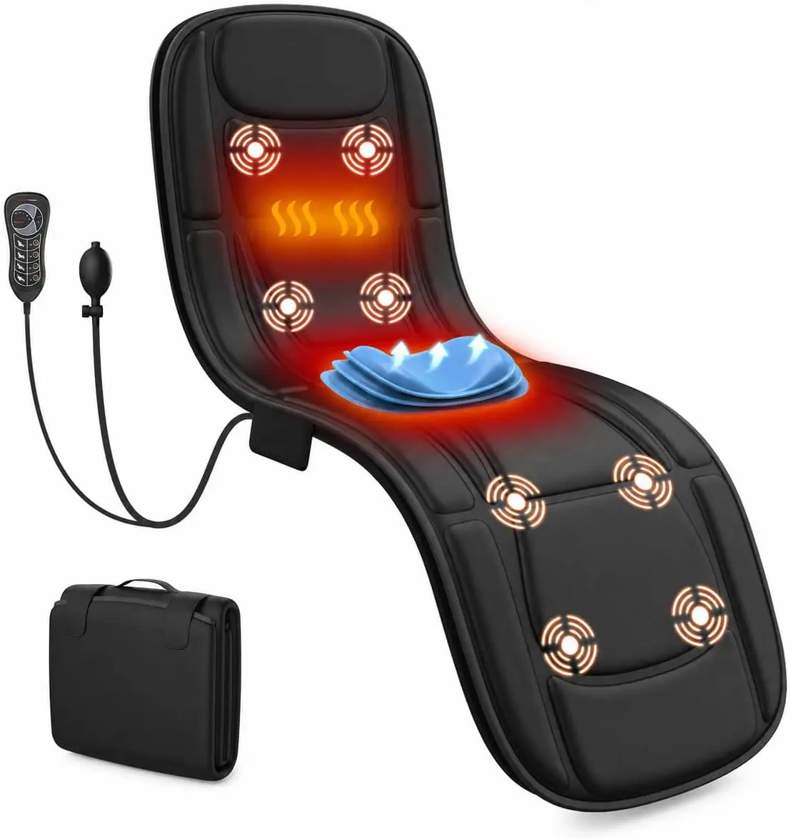 Full Body Massage Mat with Heat, Vibration, Lumbar Support, Foldable for Bed, Sofa, Floor
Full Body Massage Mat with Heat, Vibration, Lumbar Support, Foldable for Bed, Sofa, Floor