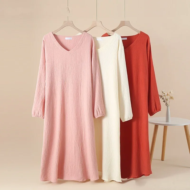 New Spring Autumn Women's New Chinese Dress 100% Cotton Yarn Weaving Jacquard Solid Sleeping Dress High Quality Home Dress
New Spring Autumn Women's New Chinese Dress 100% Cotton Yarn Weaving Jacquard Solid Sleeping Dress High Quality Home Dress