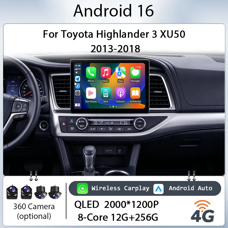 WiFi IPS HD Touch Screen Kit for Toyota Highlander 3 XU50 2013-2018 Car Stereo 9" Android 16 Wireless CarPlay GPS Navi Bluetooth
WiFi IPS HD Touch Screen Kit for Toyota Highlander 3 XU50 2013-2018 Car Stereo 9" Android 16 Wireless CarPlay GPS Navi Bluetooth