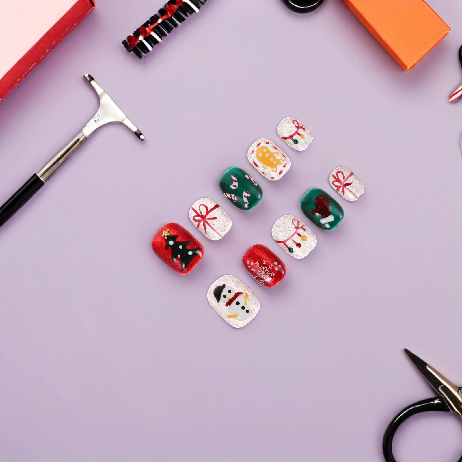 1Set Christmas Press on Nails Short Square Snowflake Candy Cane Snowman Designs Holiday Party Manicure Fake Nails
1Set Christmas Press on Nails Short Square Snowflake Candy Cane Snowman Designs Holiday Party Manicure Fake Nails