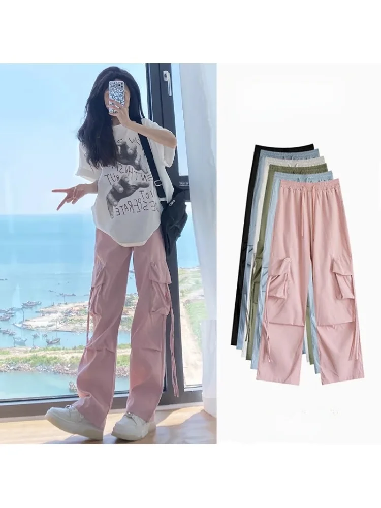 Pink High Waist Workwear Pants Women's Spring Summer Autumn plus Size Quick Dry Casual Wide Leg American Sports Style
Pink High Waist Workwear Pants Women's Spring Summer Autumn plus Size Quick Dry Casual Wide Leg American Sports Style