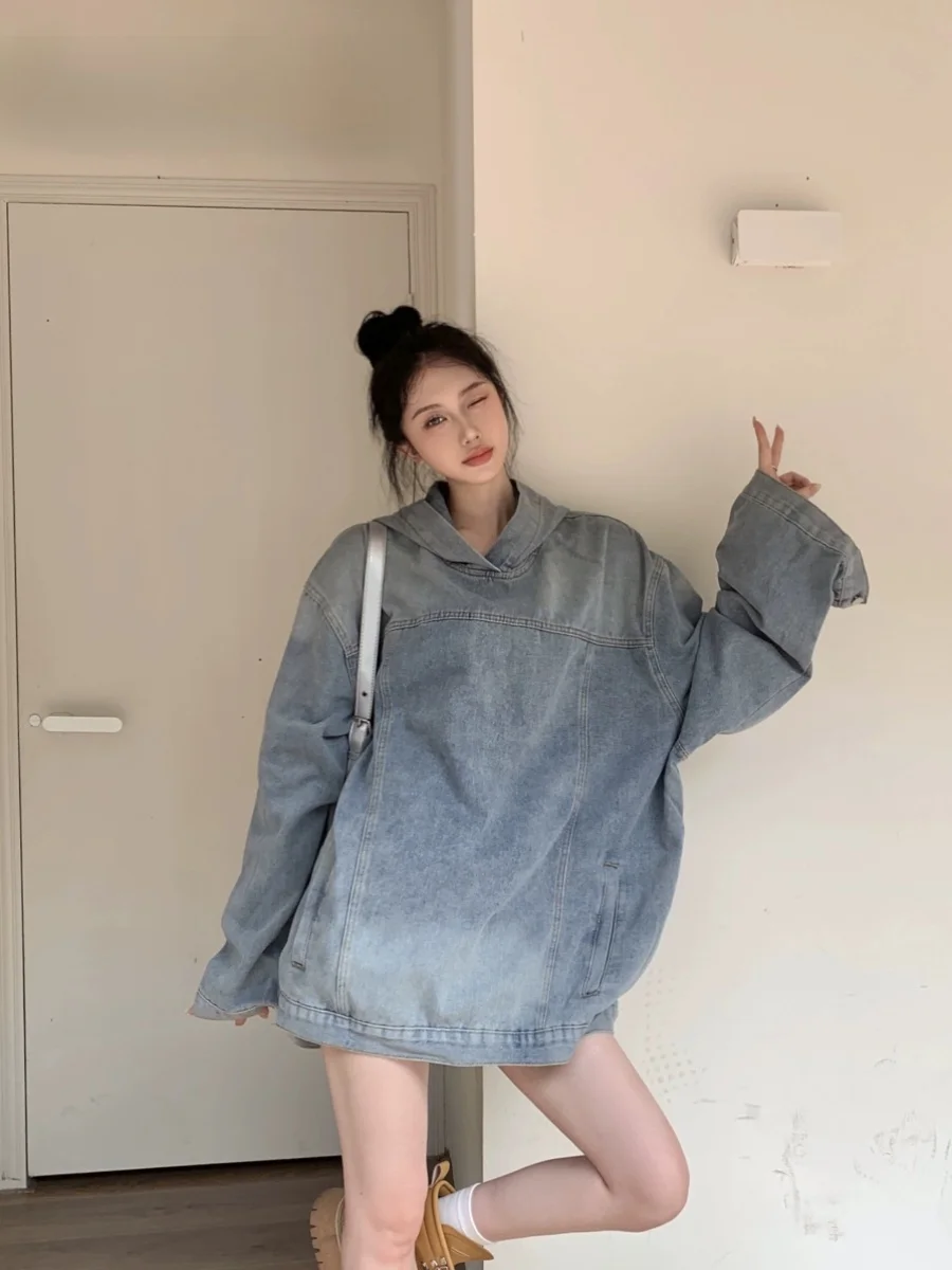 plus Size Women's American Retro Distred Jaet Loose Fit Hooded Denim Outerwear Trendy Autumn Winter New Sle Casual Wear
plus Size Women's American Retro Distred Jaet Loose Fit Hooded Denim Outerwear Trendy Autumn Winter New Sle Casual Wear