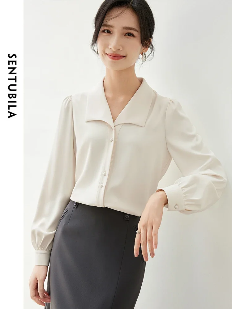 SENTUBILA Texture Office Lady Shirt for Women 2025 Spring Turn Down Collar Fold Long Sleeve Basic Simple Casual Blouse 143C56824
SENTUBILA Texture Office Lady Shirt for Women 2025 Spring Turn Down Collar Fold Long Sleeve Basic Simple Casual Blouse 143C56824