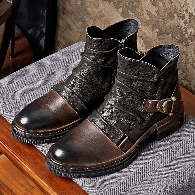 Retro Mens Boots Luxury Genuine Leather Winter British Style Handmade Quality Warm Ankle Black Casual Business Social Shoes Man
Retro Mens Boots Luxury Genuine Leather Winter British Style Handmade Quality Warm Ankle Black Casual Business Social Shoes Man