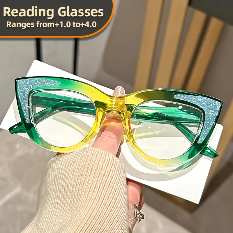 Elegant Cat Eye Reading Glasses with Rhinestone Decoration j Gradient Frame Reading Glasses +1.0 to +4.0 Dioptric Power
Elegant Cat Eye Reading Glasses with Rhinestone Decoration j Gradient Frame Reading Glasses +1.0 to +4.0 Dioptric Power