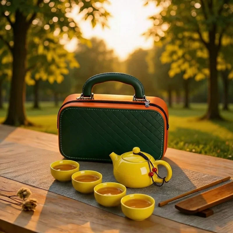 Travel tea set, outdoor complete set, portable ceramic teapot for kung fu tea, camping
Travel tea set, outdoor complete set, portable ceramic teapot for kung fu tea, camping