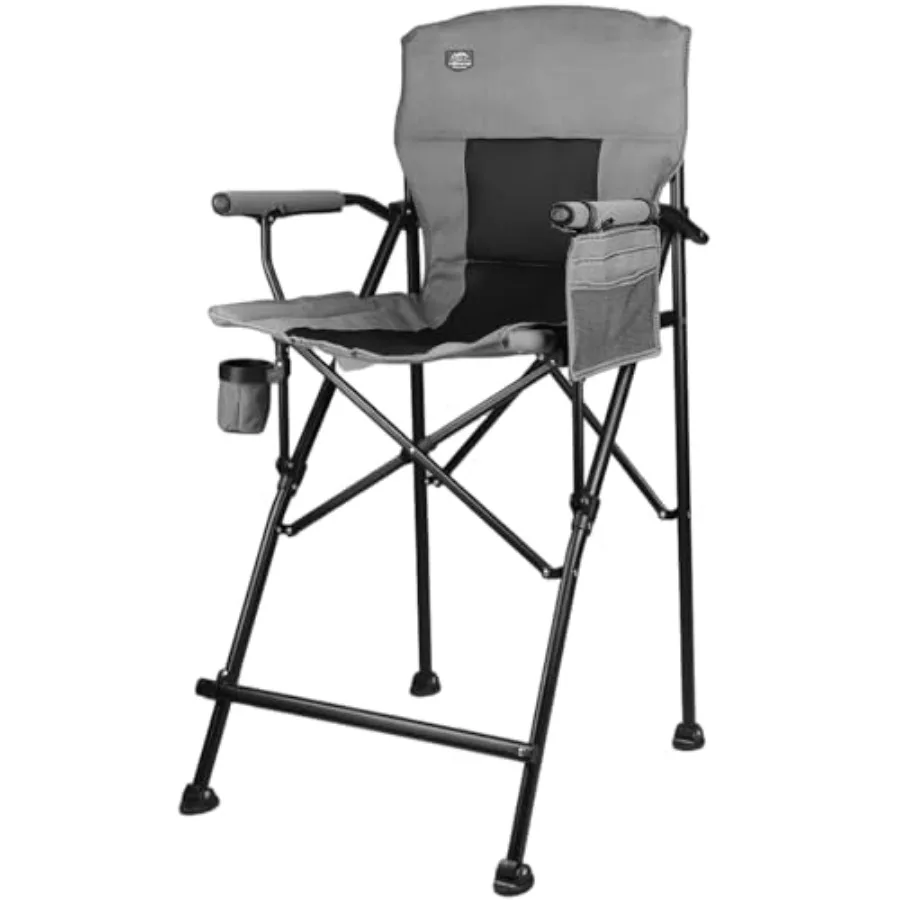 Camping chairs with extra tall 30.7'' seat height black and grey polyester fabric portable folding design with cup holder side
Camping chairs with extra tall 30.7'' seat height black and grey polyester fabric portable folding design with cup holder side