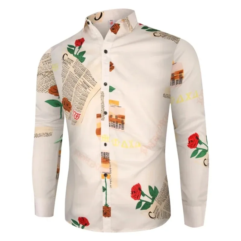 New Men's Long Sleeved Rose Print Shirt, Fashionable Lapel, Men's Casual Loose and Versatile Shirt
New Men's Long Sleeved Rose Print Shirt, Fashionable Lapel, Men's Casual Loose and Versatile Shirt