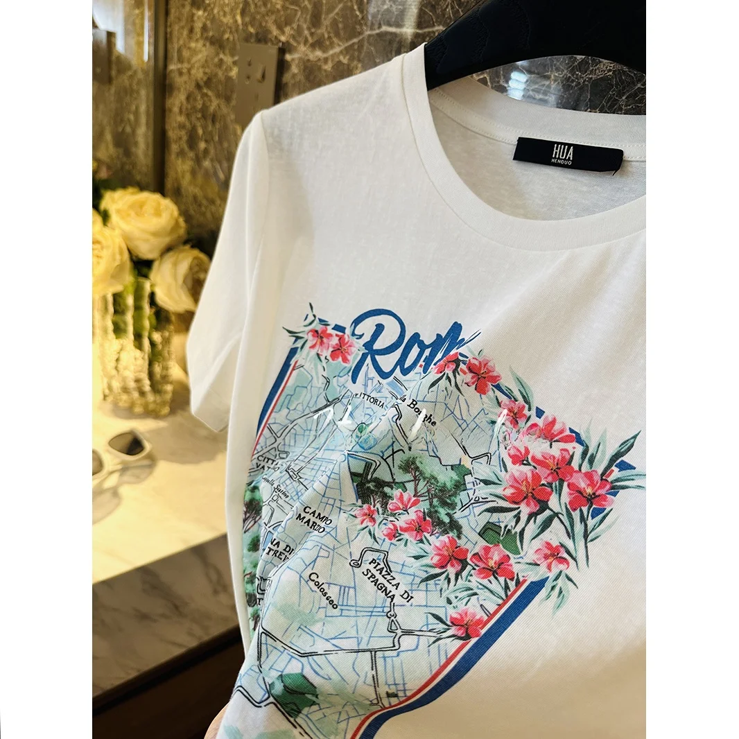 Floral Retro White T-Shirt Clean Simple Elegant Age-Defying Cotton round Neck Short Sleeve Printed Casual Style for Women
Floral Retro White T-Shirt Clean Simple Elegant Age-Defying Cotton round Neck Short Sleeve Printed Casual Style for Women