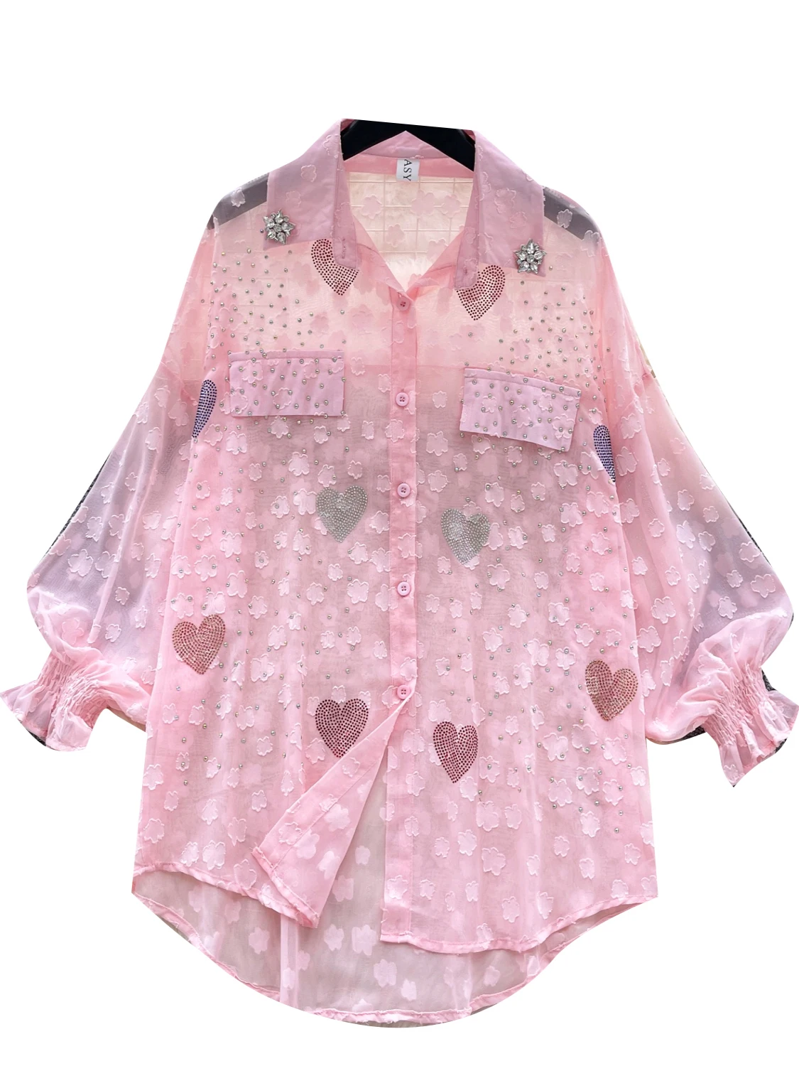 Ele Loose Women's irt with Lantern Sves And Sequins Net Summer Faion Korean Sle Long Sve Busin Casual Top
Ele Loose Women's irt with Lantern Sves And Sequins Net Summer Faion Korean Sle Long Sve Busin Casual Top