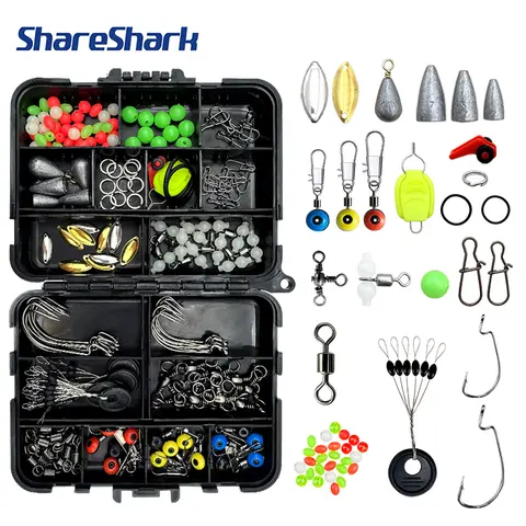 ShareShark 183Pcs Fishing Roada Accessories Set Portable Storage Box Space Bean Night Light Gourd Rotary Fishing Set