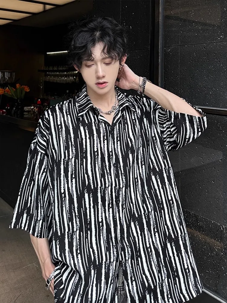 Bla White Ice Silk Stripe ort Sve Men's Summer Casual Loose Thin Sun Protection High End Feeling Outdoor irt 
Bla White Ice Silk Stripe ort Sve Men's Summer Casual Loose Thin Sun Protection High End Feeling Outdoor irt