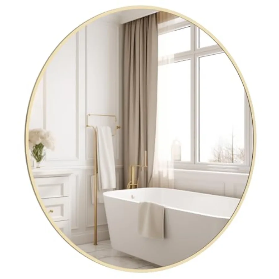 Round Wall Mirror 28" Gold Circle Mirror for Bathroom with Metal Framed, Round Gold Mirror for Wall Decor, Vanity, Entryway Liv
Round Wall Mirror 28" Gold Circle Mirror for Bathroom with Metal Framed, Round Gold Mirror for Wall Decor, Vanity, Entryway Liv