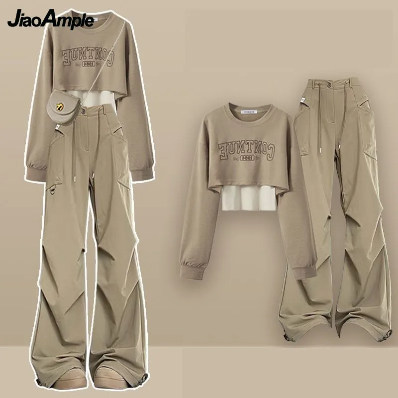 Women's 2025 Spring New Vintage Tracksuit Matching Set Korean Elegant Fake Two-piece Long Sleeve Hoodie+loose Cargo Pants Suit
Women's 2025 Spring New Vintage Tracksuit Matching Set Korean Elegant Fake Two-piece Long Sleeve Hoodie+loose Cargo Pants Suit