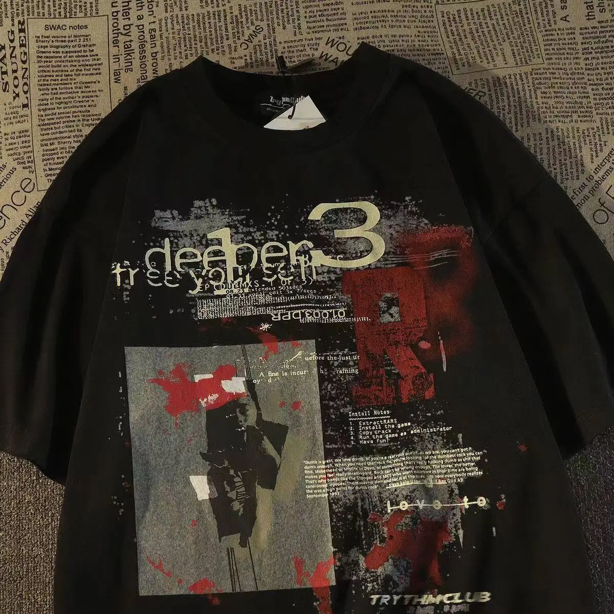 100% Cotton American High-Street Hiphop Streetwear Dark Retro Printed Short-Sleeve T-Shirt Unisex Summer Style
100% Cotton American High-Street Hiphop Streetwear Dark Retro Printed Short-Sleeve T-Shirt Unisex Summer Style