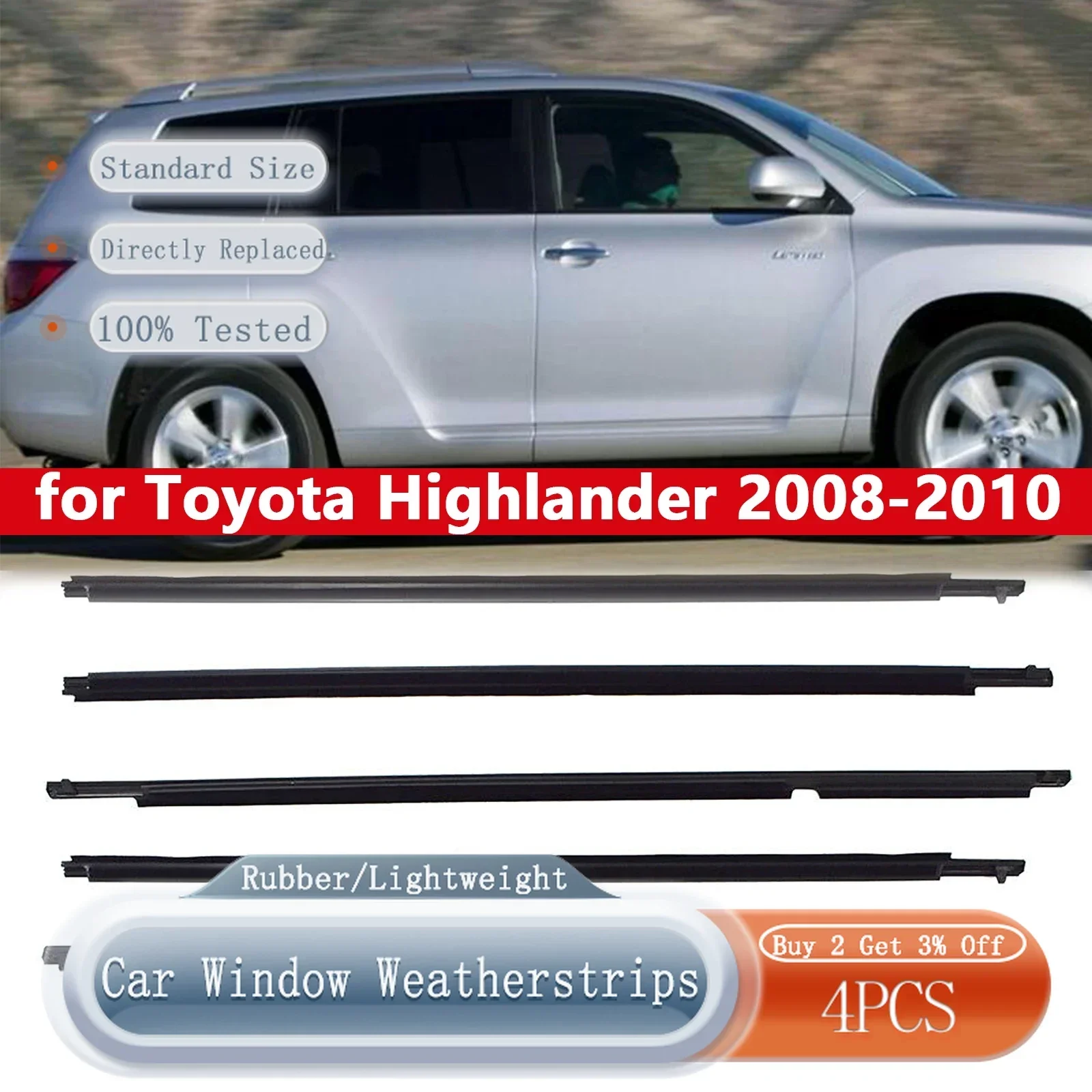 Car Weatherstrips Rubber Belt Window Glass Sealing Strip Sealant Car Door Seal Trim Protector for Toyota Highlander 2008-2010
Car Weatherstrips Rubber Belt Window Glass Sealing Strip Sealant Car Door Seal Trim Protector for Toyota Highlander 2008-2010