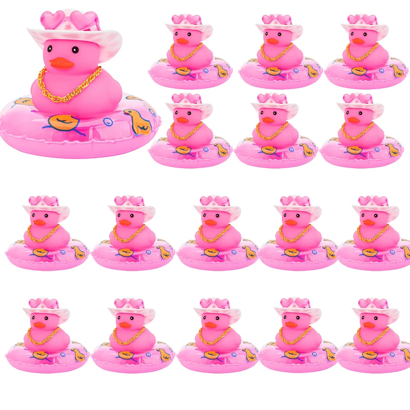 6/12/24 pcs Pink Cowboy Rubber Duck Mini Rubber Duckies with Mini Cowboy Hat Swim Circle Necklace Sunglasses for Toys Car
6/12/24 pcs Pink Cowboy Rubber Duck Mini Rubber Duckies with Mini Cowboy Hat Swim Circle Necklace Sunglasses for Toys Car