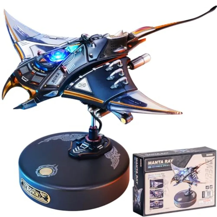 Mechanical Manta Ray 3D Metal Model Puzzle for Desk Decor: Stainless Steel, Silver, Precision Laser-Cut Interlocking Assembly
Mechanical Manta Ray 3D Metal Model Puzzle for Desk Decor: Stainless Steel, Silver, Precision Laser-Cut Interlocking Assembly