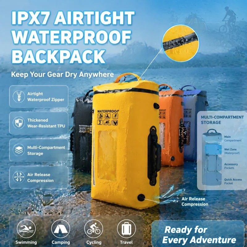 25L 35L Waterproof Dry Backpack Airtight Zipper Detachable Shoulder Strap Dry Bag for Diving Kayak Fishing Hiking Beach Outdoor
25L 35L Waterproof Dry Backpack Airtight Zipper Detachable Shoulder Strap Dry Bag for Diving Kayak Fishing Hiking Beach Outdoor