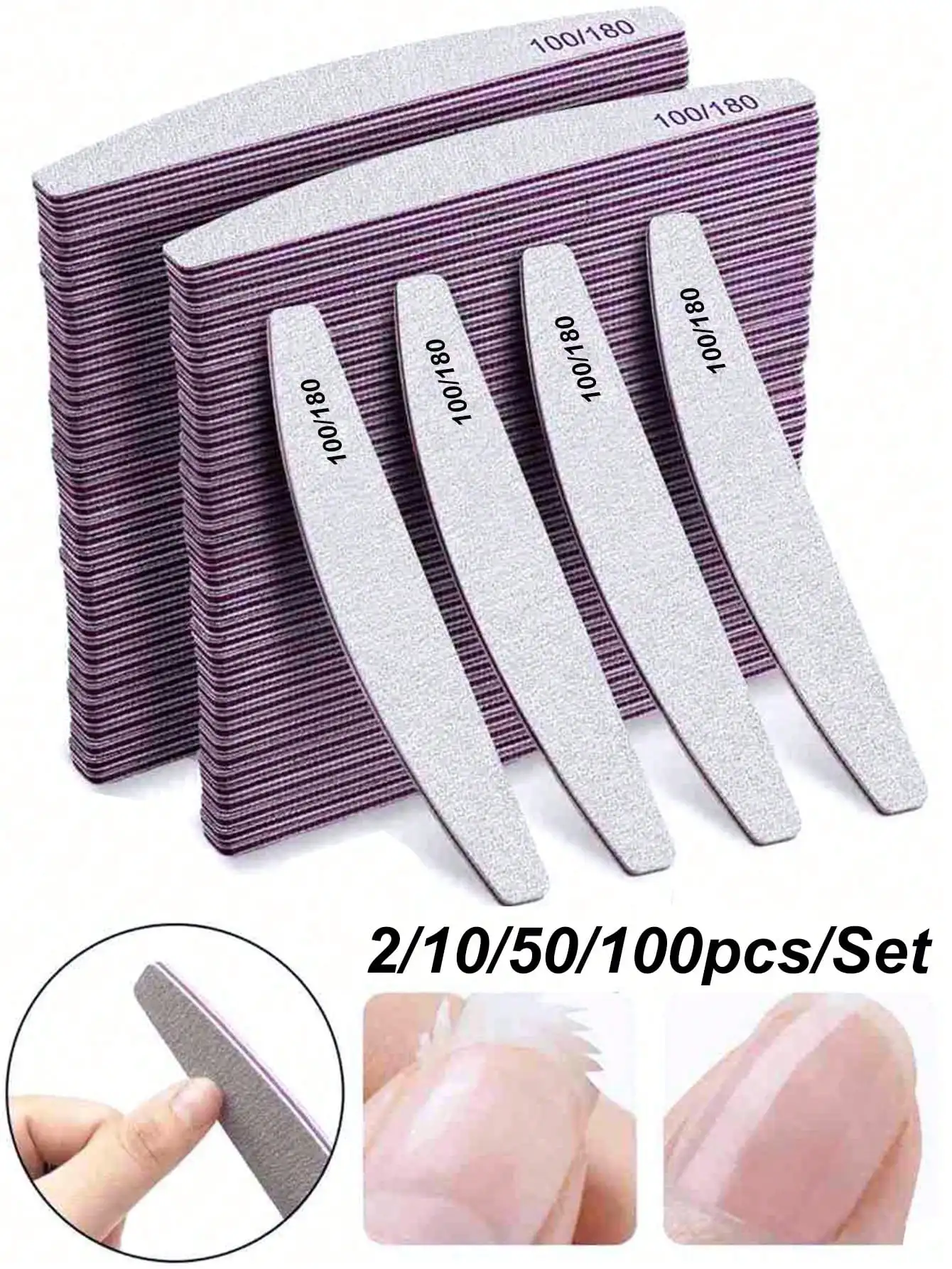 1/10/50/100pcs Crescent Shaped Professional Nail Files, 100/180 Grit Nail Sanding Paper, Callus Remover, Buffing Block, Manicure Accessories Tools
1/10/50/100pcs Crescent Shaped Professional Nail Files, 100/180 Grit Nail Sanding Paper, Callus Remover, Buffing Block, Manicure Accessories Tools