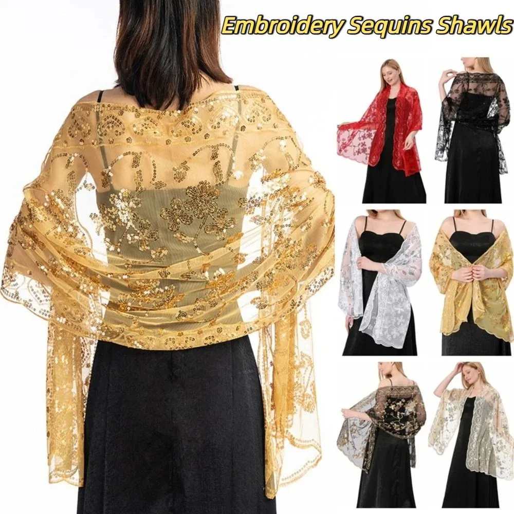 Sheer Embroidery Sequins Shawls Hollow Out Multicolor Belly Dancing Scarf Tulle Dance Accessories Evening Dress Scarf Bride
Sheer Embroidery Sequins Shawls Hollow Out Multicolor Belly Dancing Scarf Tulle Dance Accessories Evening Dress Scarf Bride