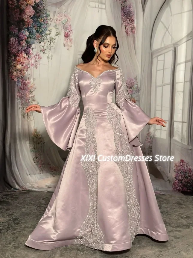 Customized Luxury Evening Dresses A-Line Square Neckline Floor-Length Beadings Zipper Up Long Sleeves Lining Elegant Party Dress
Customized Luxury Evening Dresses A-Line Square Neckline Floor-Length Beadings Zipper Up Long Sleeves Lining Elegant Party Dress