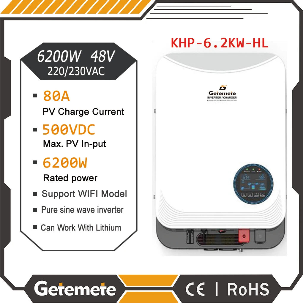 GTMT KHP-6.2KW-HL Максимальный зарядный ток 80 А Номинальная выходная мощность 6200 Вт Диапазон входного напряжения 48 В Номинальное входное напряжение 230 В переменного тока
GTMT KHP-6.2KW-HL Максимальный зарядный ток 80 А Номинальная выходная мощность 6200 Вт Диапазон входного напряжения 48 В Номинальное входное напряжение 230 В переменного тока