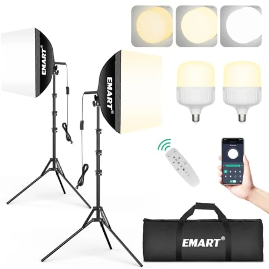 16x16 inch Softbox Photography Lighting Kit with 50W 3000K-6000K LED Bulb Remote and APP Control Soft Light for Studio Portrait
16x16 inch Softbox Photography Lighting Kit with 50W 3000K-6000K LED Bulb Remote and APP Control Soft Light for Studio Portrait