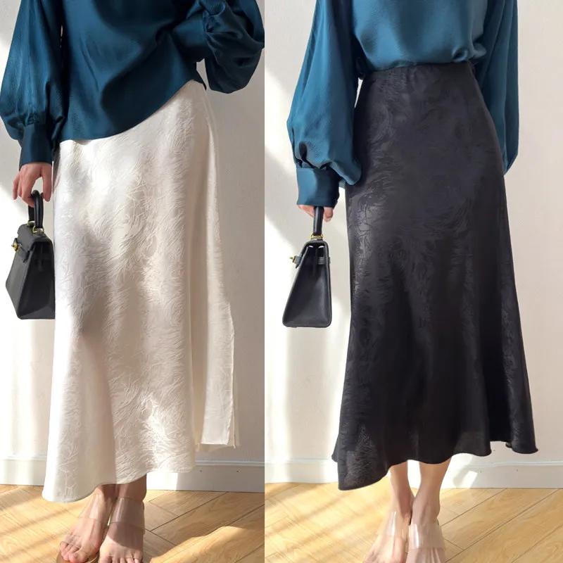 Женская шелковая юбка 93% тутовый шелк 7% спандекс 19 Momme жаккардовый шелк белая черная юбка в стиле «рыбий хвост» L XL M1488
Женская шелковая юбка 93% тутовый шелк 7% спандекс 19 Momme жаккардовый шелк белая черная юбка в стиле «рыбий хвост» L XL M1488