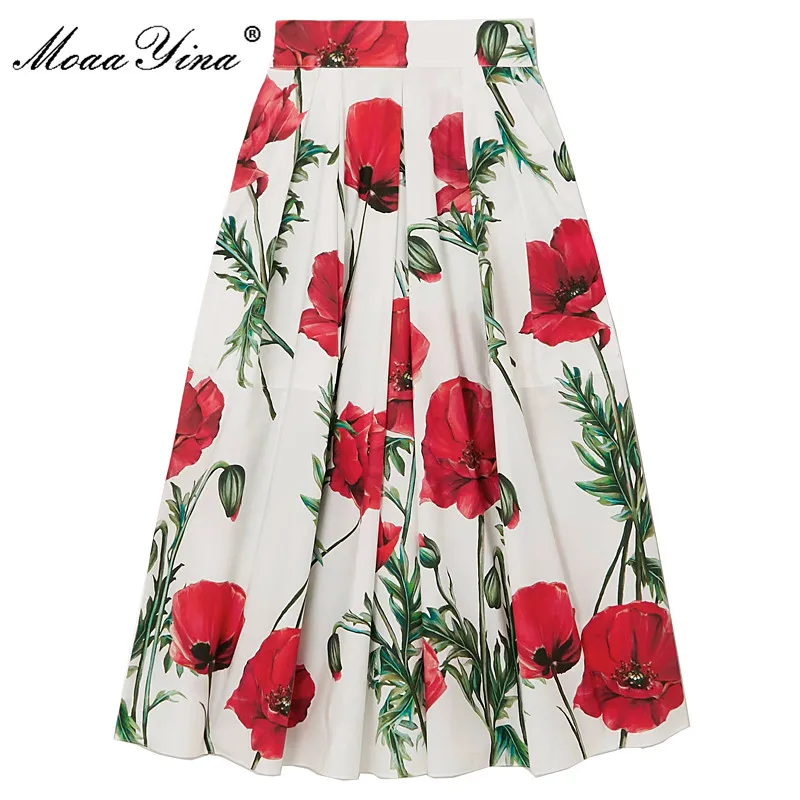MoaaYina Fashion Designer Skirt Spring Summer Women's Poplin Skirt Flower Printing High Quality Skirt
MoaaYina Fashion Designer Skirt Spring Summer Women's Poplin Skirt Flower Printing High Quality Skirt