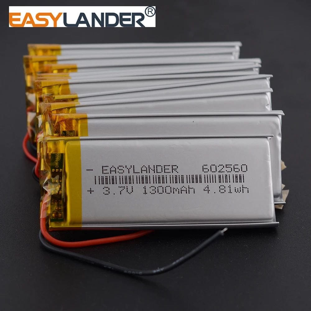 10Pcs/Lot 602560 3.7V 1300mAh Li-Polymer Li-ion Battery Lipo Batteries With Silicone Wires
10Pcs/Lot 602560 3.7V 1300mAh Li-Polymer Li-ion Battery Lipo Batteries With Silicone Wires