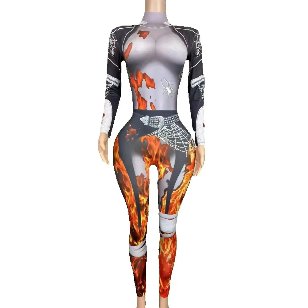 Sexy Nightclub Bar Pole Dance Leotard Fire Print Rhinestone Jumpsuit Party Rave Outfit Performance Stage Wear Drag Queen Costume
Sexy Nightclub Bar Pole Dance Leotard Fire Print Rhinestone Jumpsuit Party Rave Outfit Performance Stage Wear Drag Queen Costume
