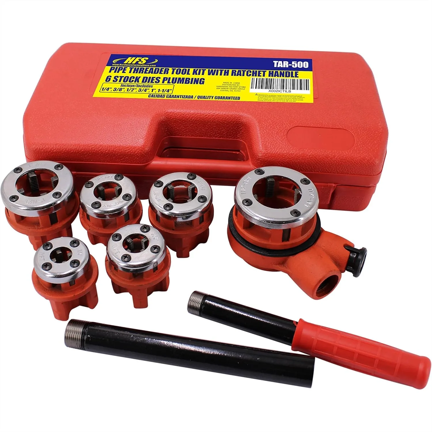 Ratchet Pipe Threader Kit with 6 Dies, 1/4" to 1-1/4" NPT, Durable Cast Iron for Galvanized & Iron Pipes
Ratchet Pipe Threader Kit with 6 Dies, 1/4" to 1-1/4" NPT, Durable Cast Iron for Galvanized & Iron Pipes