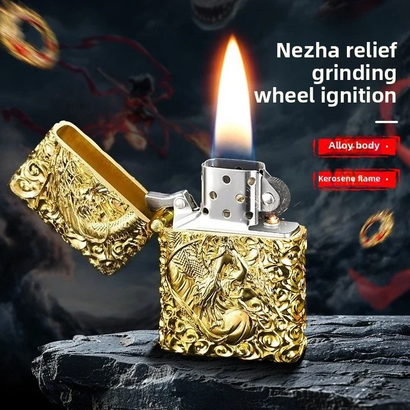 New Creative Hot Embossed Heavy Heavy Metal Lighter Retro Sand Wheel Kerosene Lighter Men's Collection Gift Wholesale
New Creative Hot Embossed Heavy Heavy Metal Lighter Retro Sand Wheel Kerosene Lighter Men's Collection Gift Wholesale