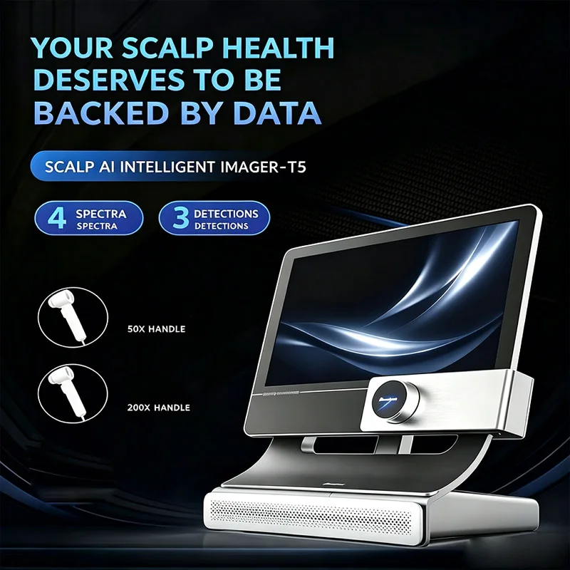 T5 Scalp Hair Skin Analyzer Multispectral Detector Hair Follicle Test Dual Probes Multifunctional Skin Moisture Analyzer
T5 Scalp Hair Skin Analyzer Multispectral Detector Hair Follicle Test Dual Probes Multifunctional Skin Moisture Analyzer