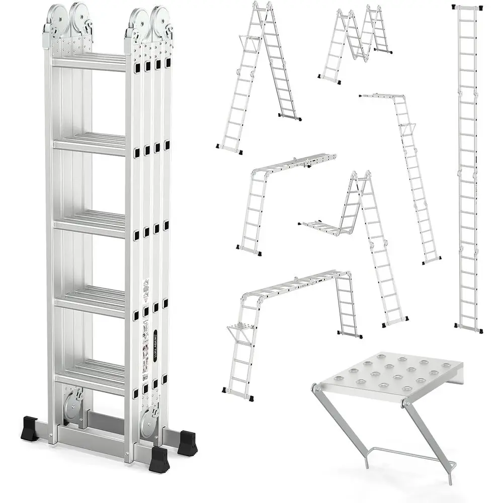 7-in-1 Heavy-Duty Aluminum Extension Ladder with Multi-Position Stand, EN 131 Certified
7-in-1 Heavy-Duty Aluminum Extension Ladder with Multi-Position Stand, EN 131 Certified