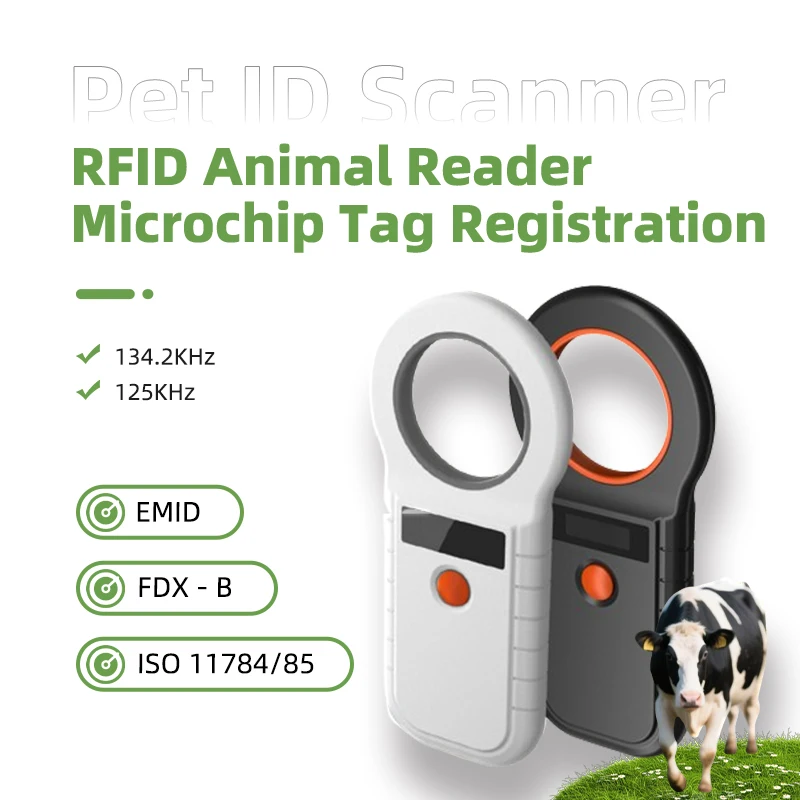 134.2KHz RFID Animal Reader 15 Digits 125KHz Pet ID Scanner EMID FDX-B ISO 11784/85 Microchip Tag Registration for Cow Sheep Dog
134.2KHz RFID Animal Reader 15 Digits 125KHz Pet ID Scanner EMID FDX-B ISO 11784/85 Microchip Tag Registration for Cow Sheep Dog