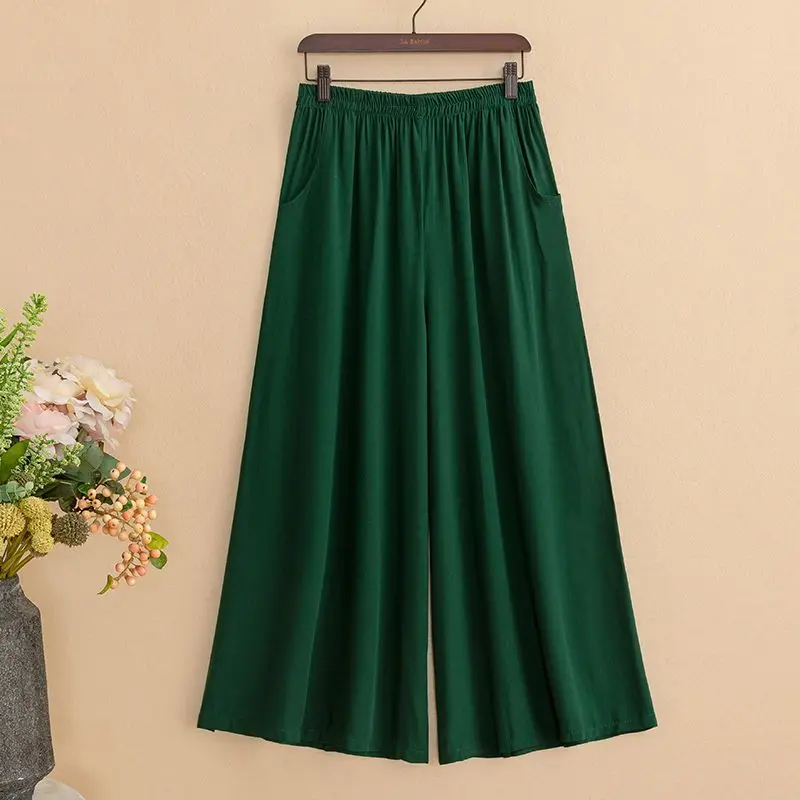 Fashion Solid Color Pockets Wide Leg Casual Pants Women Clothing Summer New Loose Commuter Elastic High Waist Cropped Pants
Fashion Solid Color Pockets Wide Leg Casual Pants Women Clothing Summer New Loose Commuter Elastic High Waist Cropped Pants