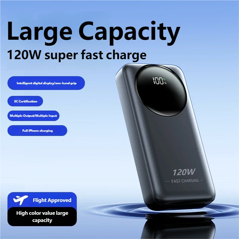 Портативное зарядное устройство (Power Bank) 200000 мАч 120 Вт, сверхбыстрая зарядка, высокая емкость, для iPhone, Samsung, Huawei
Портативное зарядное устройство (Power Bank) 200000 мАч 120 Вт, сверхбыстрая зарядка, высокая емкость, для iPhone, Samsung, Huawei