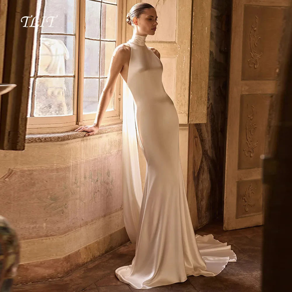 TLIT Charming Simple Wedding Dress Halter Ivory Satin Court Train Mermaid Classic Bridal Gown Customized robe de mariée 2026
TLIT Charming Simple Wedding Dress Halter Ivory Satin Court Train Mermaid Classic Bridal Gown Customized robe de mariée 2026