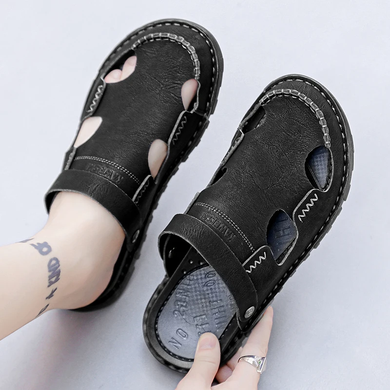 Baotou sandals summer personalized fashion sports and leisure slippers perforated shoes large-sized high-quality leather shoes
Baotou sandals summer personalized fashion sports and leisure slippers perforated shoes large-sized high-quality leather shoes