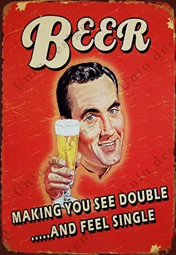 Vintage Beer Tin Signs Beer Making You See Double and Feel Single Metal Beer Signs-Bar Signs Vintage Beer Wall Decor Alcohol Si
Vintage Beer Tin Signs Beer Making You See Double and Feel Single Metal Beer Signs-Bar Signs Vintage Beer Wall Decor Alcohol Si