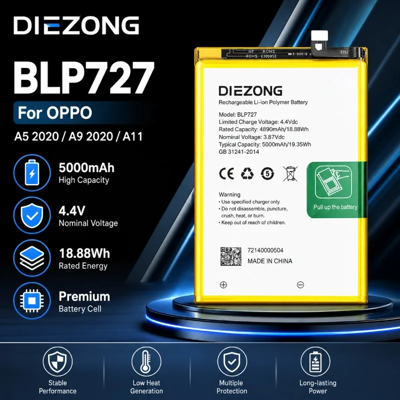 Fast Shipping Fast Charging BLP727 5000mAh Phone Battery for OPPO A5 2020/A9 2020/A11 Replacement Phone Battery
Fast Shipping Fast Charging BLP727 5000mAh Phone Battery for OPPO A5 2020/A9 2020/A11 Replacement Phone Battery