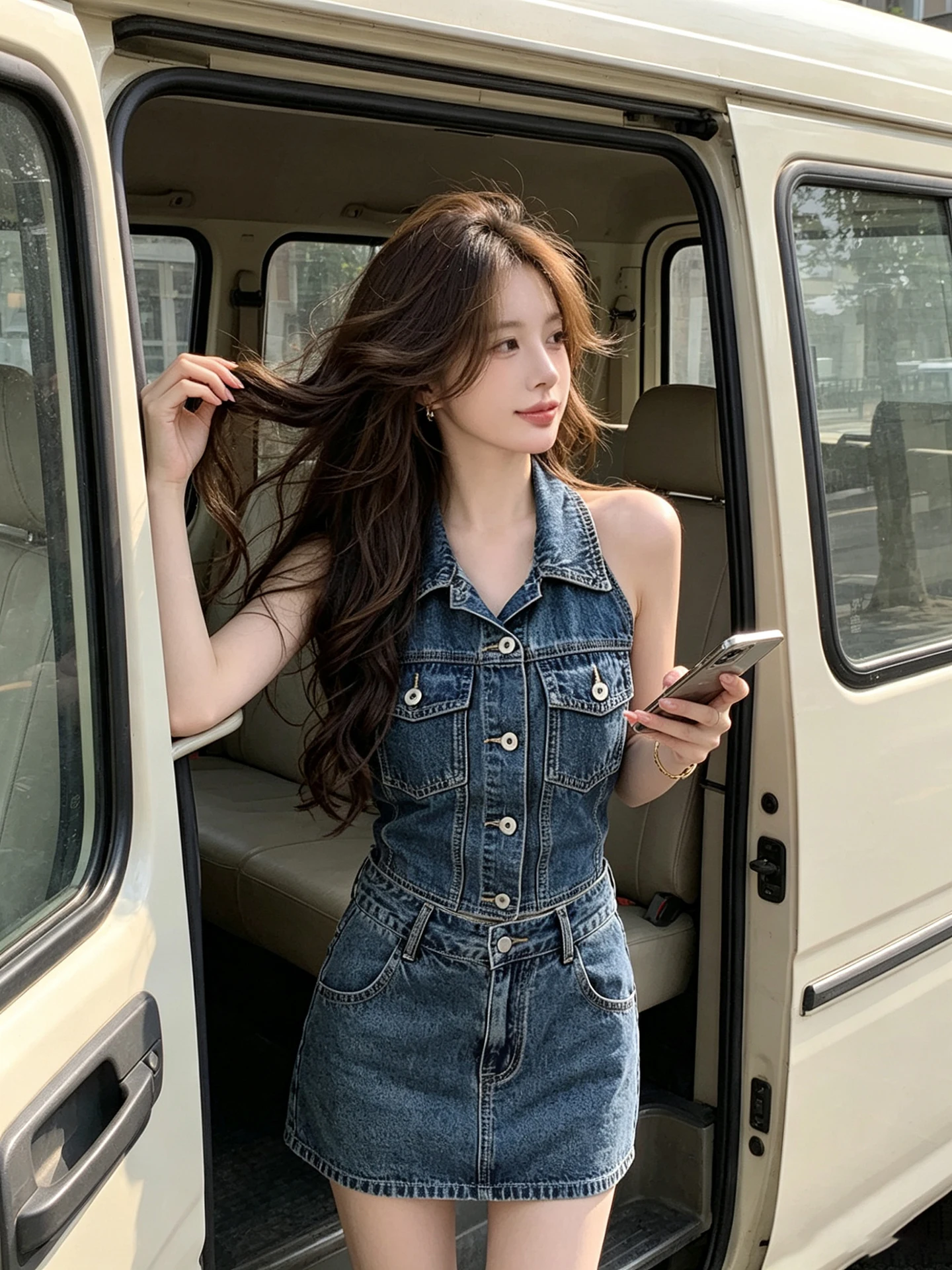 Retro Hong Kong Style Sexy Girl Denim Set Women Summer Super Popular Half-sleeved Collared Vest Skirt Two-piece Set
Retro Hong Kong Style Sexy Girl Denim Set Women Summer Super Popular Half-sleeved Collared Vest Skirt Two-piece Set
