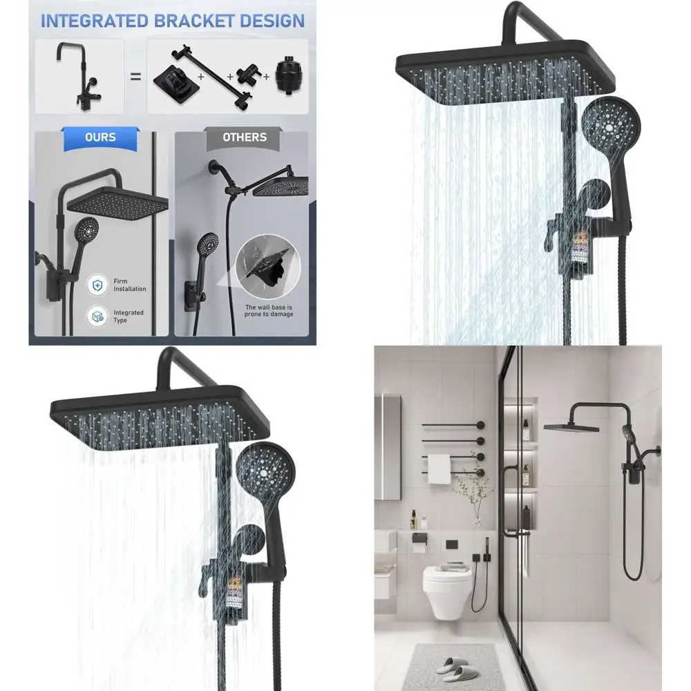 Комплект из 12 предметов: душевая система высокого давления с черным ручным распылителем и регулируемой штангой
Комплект из 12 предметов: душевая система высокого давления с черным ручным распылителем и регулируемой штангой